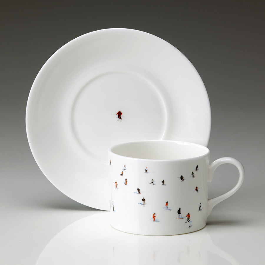 Skier Tea Cup and Saucer